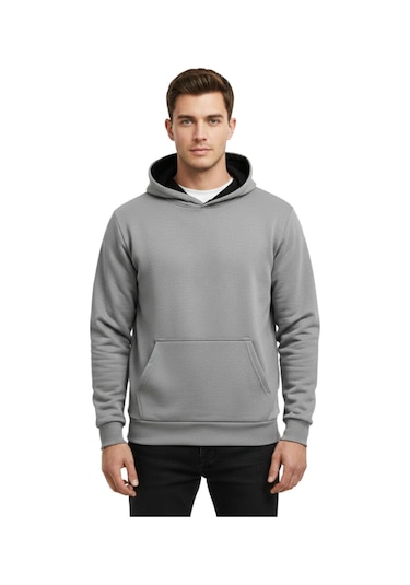 Baglan Erkek Gri Kapüşonlu Sweatshirt Bgl-st05196 Gri
