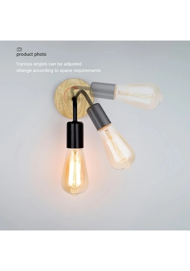 Dashanshop Siyah İki Paket Modern Ahşap Metal Duvar Lambası Yatak Odası Aydınlatma Siyah