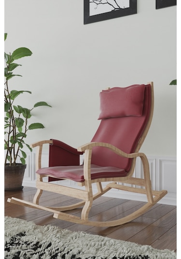 Mobildecoaş Mobildeco Sultan Ahşap Sallanan Sandalye Bordo (Doğal) Bordo