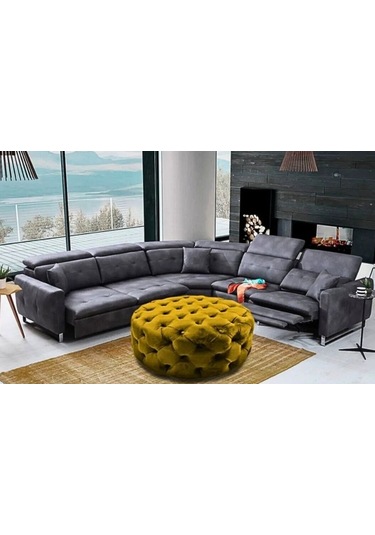 Gazzini Classic Orta Puf, Yuvarlak Oksit Sarı