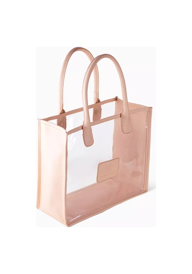 Beautifect Vegan Deri Tote Çanta Şeffaf Panelli, Şık & Seyahat Dostu