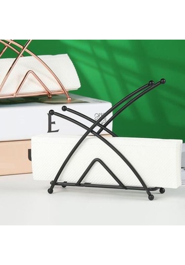 Soğuk Siyah Ayakta Metal Doku Tutucu Geometrik Ağır Demir Yemek Masası Kağıt Havlu Peçete Klip Dağıtıcı Organizatör Ev Otel Mutfak Malzemeleri