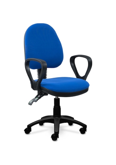 Ofiscombin Ofis Büro Sırt Ayarlanabilir Döner Tekerlekli Öğrenci Ders Çalışma Koltuğu Parlement Mavi Kumaş 00047499204