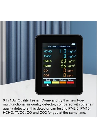 Lepmerk 6 1 Pm2.5 Pm10 Hcho Tvoc Co Co2 Çok Fonksiyonlu Hava Siyah