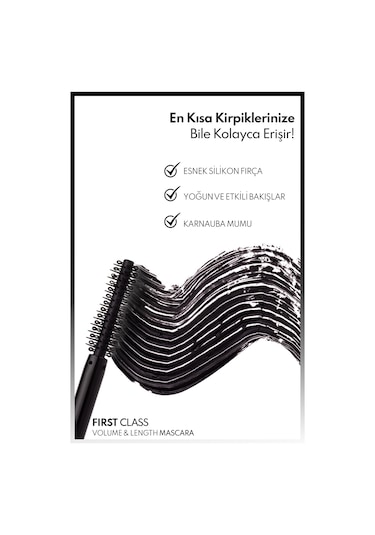 Note Cosmetique First Class Hacim ve Uzatma Etkili Maskara - Siyah