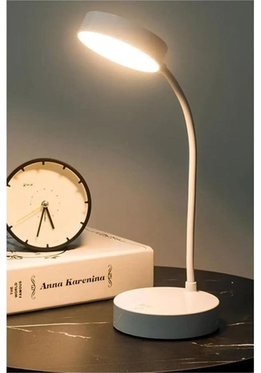 Şarjlı Dokunmatik 3 Kademe 20 Led Çalışma Okuma Işığı Flexible Berlin Masa Lambası Beyaz Beyaz