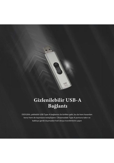 Transcend TS2TESD320A 2 TB USB Gizlenebilir Başlıklı Taşınabilir Disk