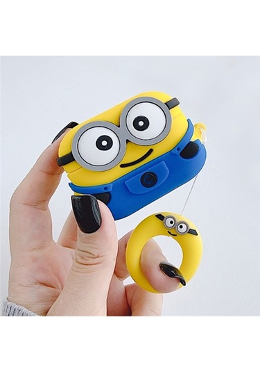 Microsonic Aipods Uyumlu 4.nesil / Anc Kılıf Cartoon Figürlü Silikon Crtn-fgr-mn-bb Mavi - Sarı
