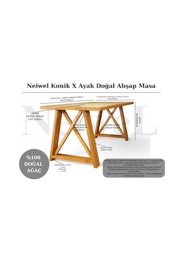 Neiwel Kues Doğal Mutfak Ve Ahşap Yemek Masası-100-180 Açık Ceviz