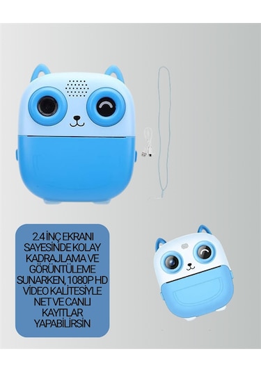 Termal Yazıcılı Dijital Kamera Usb Şarjlı, Hd Video Destekli