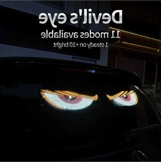 Trendooze 2 Adet Şeytan Gözü Led Araç Dekoru, Güçlü Usb, Sarı Kırmızı Beyaz