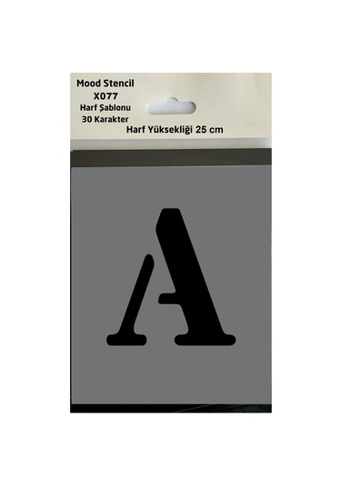 Stencil Harf Boyama Şablonu X077 Harf Yüksekliği 25 Cm