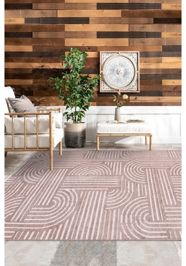 Revna Bej Kahverengi Yıkanabilir Halı Kaydırmaz Pamuk Dokuma Salon Mutfak Koridor İçin Kahverengi