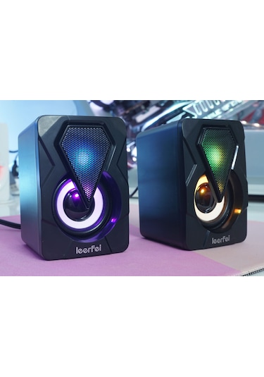 Leerfei Lf-1046 Rgb Led Mini Speaker 2 3 Watt Usb Hoparlör Seti