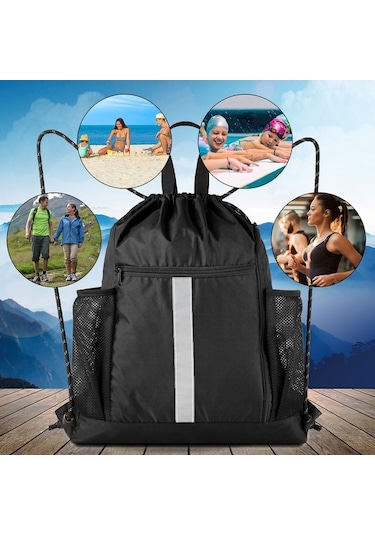 Tongxida Siyah Basketbol Çantası , Reflektör Çubuklu, Dayanıklı Outdoor Çanta, Çok Bölmeli, Siyah Siyah