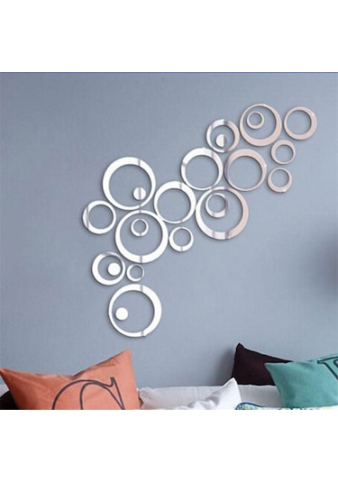 Ruicoo 24 Parça Çıkarılabilir Akrilik Ayna Dekor Seti - Salon Ve Yatak Odası İçin Gümüş