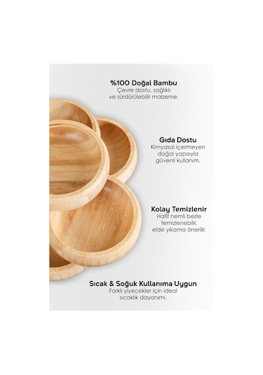 Bambu Ahşap Sosluk Ve Çerezlik 10 Cm 3'lü Set