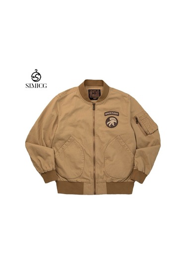 Retro İş Kıyafeti Yeni Moda Beyzbol Ceketi Erkek Pilot Ceketi Haki