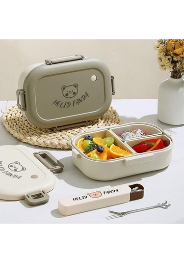 Beyaz Yemek Kutusu Bpa İçermeyen Mikrodalga Güvenli Büyük Kapasiteli Sızdırmaz Bento Kutusu Taşınabilir Bölünmüş Gıda Saklama Kabı