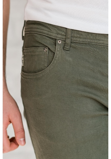 Fbı Skinny Slimfit Dar Paça Bilekten Pamuklu Kot Pantolon Haki