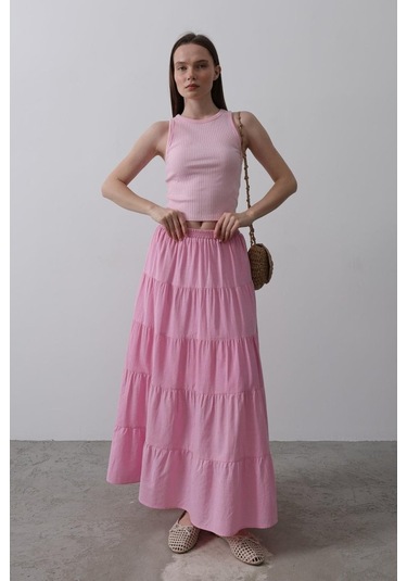 Kat Kat Keten Etek - Şeker Pembe Şeker Pembe