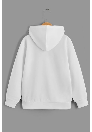 Ny Baskılı Erkek - Kız Çocuk Rahat Kalıp Sweatshirt Beyaz