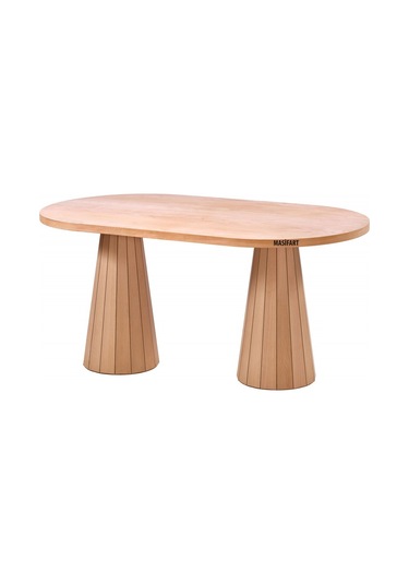 Masifart Port 180 Lik Kayın Line Oval Masa Cilasız Ham Ham