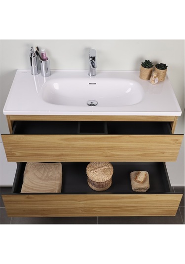 Kobos Lignum 100 Cm Banyo Dolabı Seti Meguro Ahşap