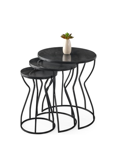 Lale 3'lü Yuvarlak Köşe Zigon Sehpa Mdf 001