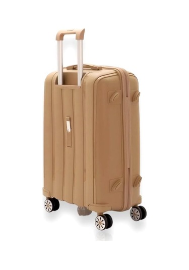 Mçs Bavul Orta Ve Kabin 2li Set Kırılmaz Silikon Valiz V305 Şampanya Şampanya