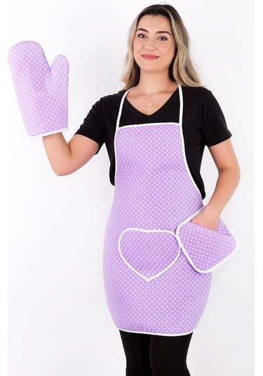 Trendy 3lü Set Sıvı Su Geçirmez Mutfak Önlüğü Isıya Dayanıklı Fırın Eldiveni Ve Tutacak Çeyiz Seti Çizgili Kahve Çok Renkli