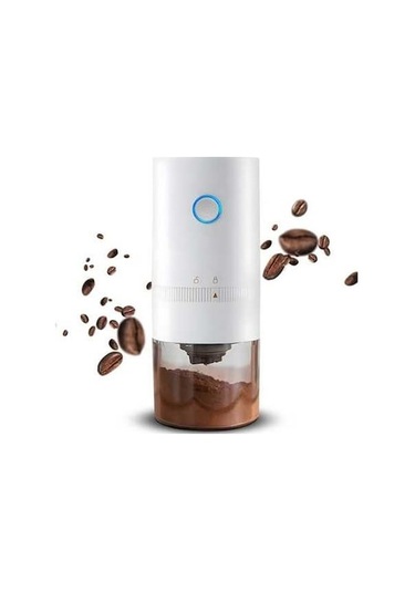 Ulzyvf Seramik Bıçaklı 15 Seviye Usb Şarjlı Kahve Değirmeni - Beyaz, Fırça Hediyeli/ Beyaz