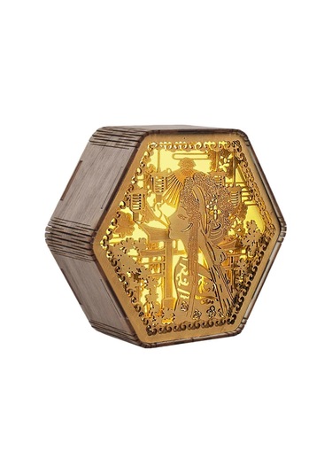 Yaratıcı Ahşap Baskı Gece Lambası Yatak Odası Komodin Masa Lambas Diğer