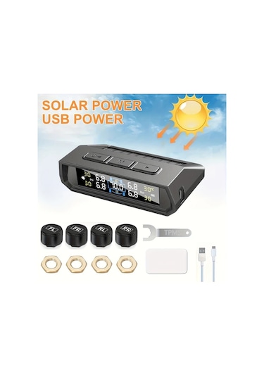 Boatshop1 T17 Lastik Basınç İzleme Sistemi Evrensel Kablosuz Güneş Tpms Harici Sensör Lastik Basıncını Doğru Tespit Eder