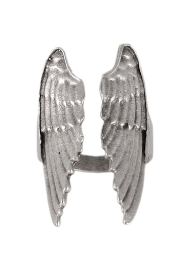 Erkek Antik Gümüş Kaplama Ayarlanabilir Melek Kanadı  Yüzük Gümüş