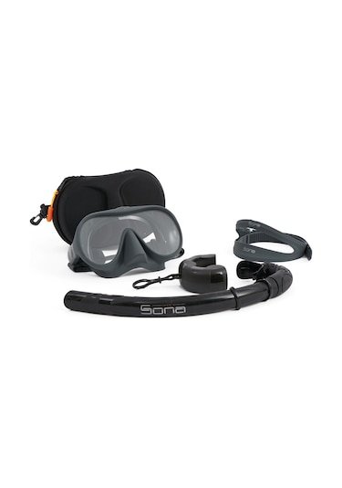 Sona Sona M1 Maske +Roll-Up Snorkel+Yedek Kayış+Deluxe Çanta Gri