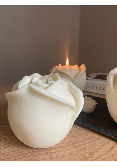 Büyük Boy Gül Hediyelik Mum % 100 Soya Mum