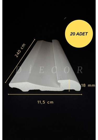 Diecor Dekoratif Boyanabilir 20 Adet 11,5 Cm Led Döşenebilen Polistren Süpürgelik Model:xa172