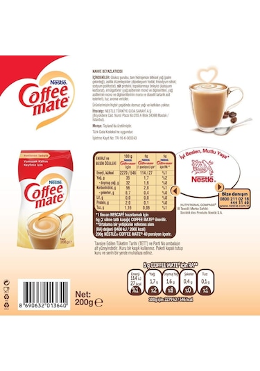 Nestle Coffee Mate Kahve Kreması Poşet 200 Gr
