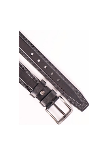 Manda Derisi Rugan Siyah Erkek Kemeri Hakiki Deri 3.5 CM Siyah