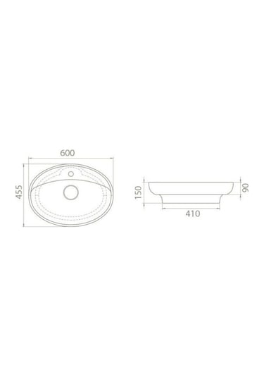 Turkuaz Seramik Cerastyle Lal C Serisi 60 x 45.5 CM Tezgah Üstü Lavabo