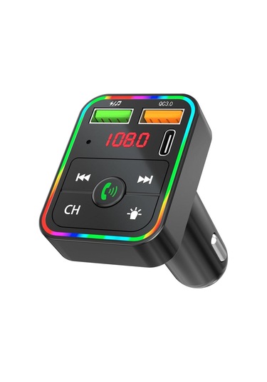 Pdf2 Ortam Işığı İle Hızlı Şarj Cihazı Fm Verici Bluetooth Eller Serbest Arama Mp3 Çalar