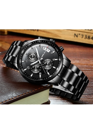 Crrju/kajun 2214 Yeni Erkek İş Saati Erkek Saati Altı Pimli Kronograf Çok İşlevli Paslanmaz Çelik Saat Diğer