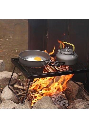 Bloomnest Pratik Masası Katlanır Kamp Izgarası Yürüyüş Seyahat Seti, Hava Doğa Demir Çözümü Barbekü Balıkçılık Açık & - Hr Siyah Siyah