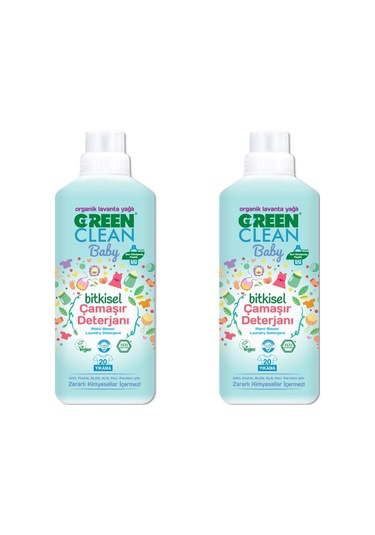 Green Clean Organik Lavanta Yağlı Baby Bitkisel Sıvı Çamaşır Deterjanı 1000 Ml 2'li
