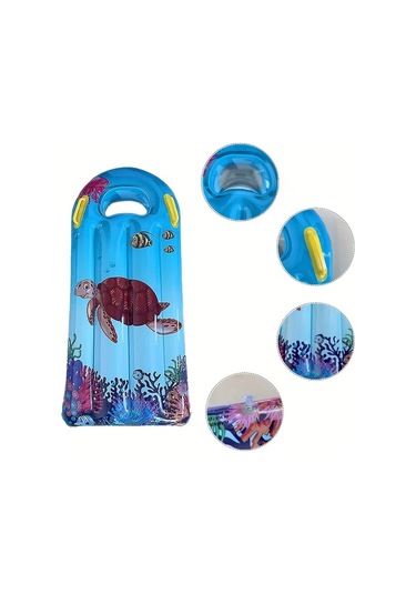 Honeybeeshop Yaz İçin Şişme Çok Renkli Dalga Tahtası Hindistan Cevizi Ağacı Desenli Kalın Pvc Tutma Kolu Su Malzemeleri 1pc