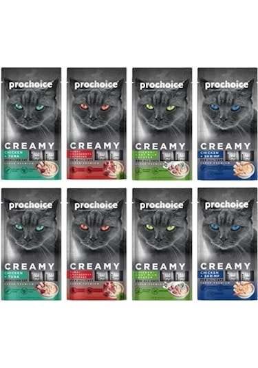 Prochoice Creamy Karışık Sıvı Kedi Ödülü 4x15gr 8 Paket