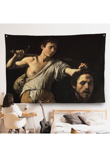 Caravaggio - David With The Head Of Goliath, Davud Goliath'ın Başı Duvar Örtüsü-7066