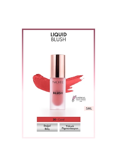 Note Cosmetique Liquid Blush Nemlendirici Etkili Likit Allık - 20 Coral