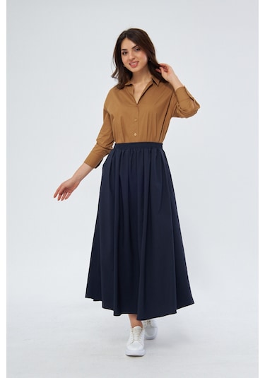 Volanlı Uzun 94cm Etek 1170 Lacivert